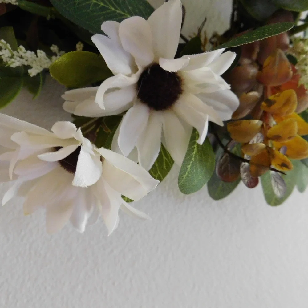 Mini Fall Wreath, Candle Ring, Grapevine Wreath Year Round Cabinet Decor MIrror